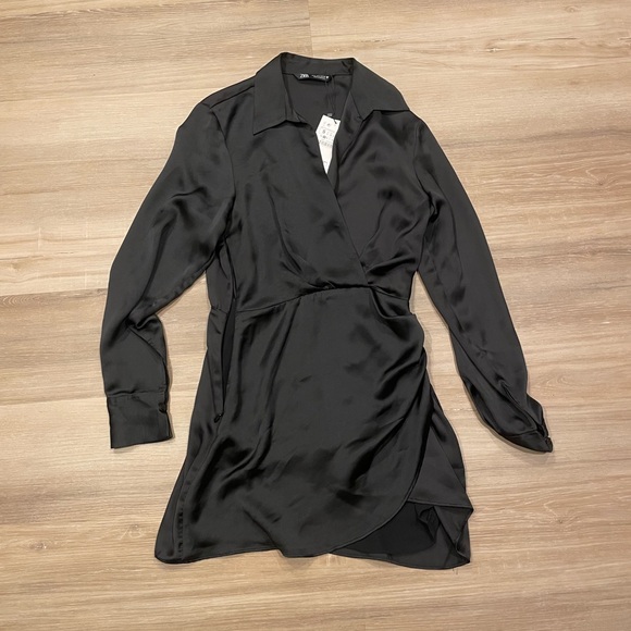 Zara Small Satin Shirt Dress- NWT - Picture 1 of 2